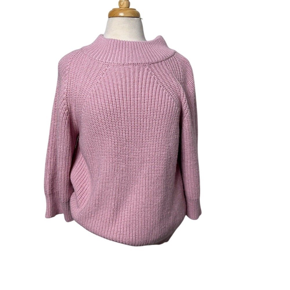 CENTRAL‎ PARK WEST Pink Chunky Knit Mock Neck Sweater Pullover Cozy Spring M